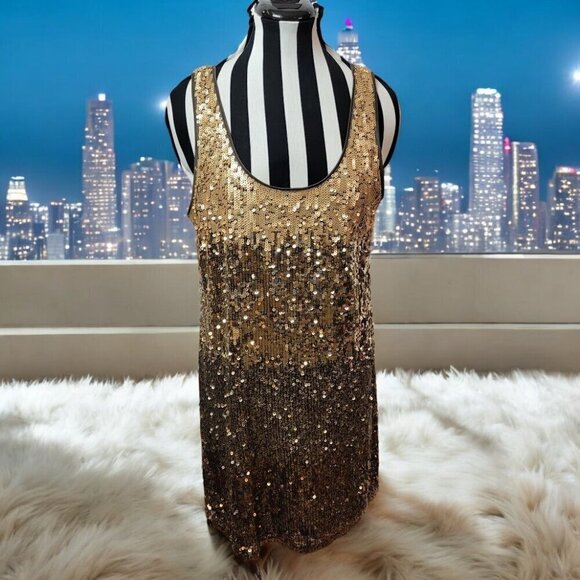 Express sequin gold ombré dress size - Size L - Picture 1 of 8